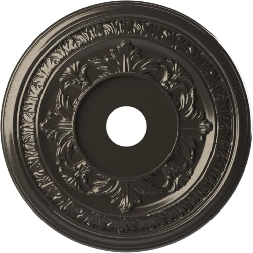 Image of Ekena Millwork CMP22BACCH Baltimore Thermoformed PVC Ceiling Medallion (Fits Canopies up to 7 3 /4 inch), 22 inchOD x 3 1 /2 inchID x 1 inchP, Metallic Charcoal