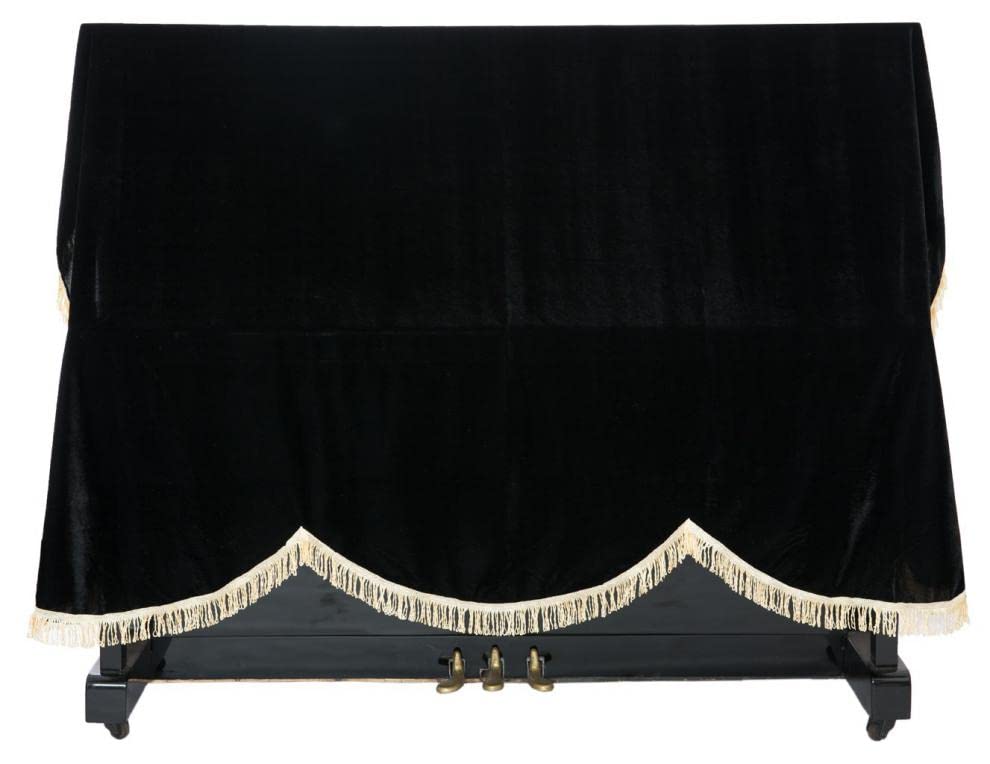 Staubschutz Für Klaviertastatur, Flügelabdeckung Aus Weichem Ve-Lvet, Vollständiger Staubschutz Für Klavier Mit Makramee/Black/210-220Cm