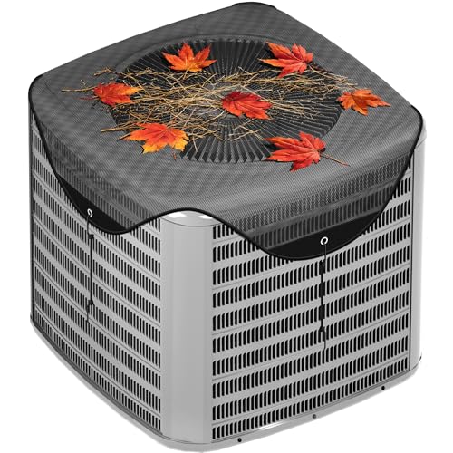 Kylinlucky Mesh Air Conditioner Cover for Outside Units, Curved Fit AC Top Cover with Breathable Mesh, 4 Elastic Hooks Storage Bag Black - 28 x 28 Inch 28" x 28" Black