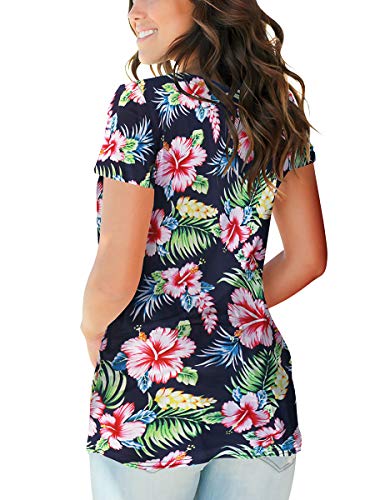 SAMPEEL Womens Summer Tops Floral Tees Short Sleeve Tunic V Neck T Shirts3