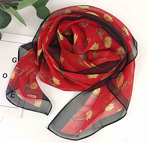 Image of Pokeedioty Scarfs for Women Lightweight Scarves Elegant Floral Pattern Sheer Scarfs Shawls Wraps