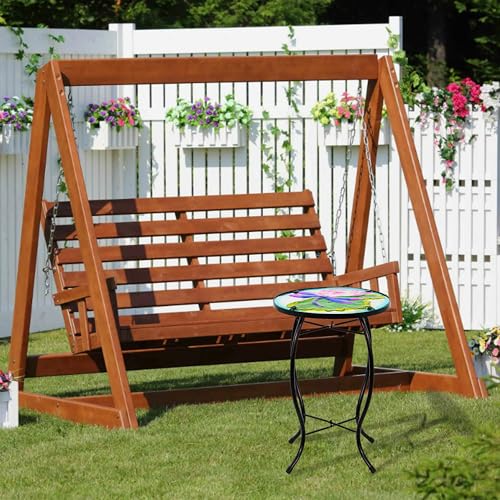 Weibefee JF02733 Lotus-Leaf Dragonfly Small Patio Table,Outdoor Side Table,Outdoor Bar Table,Metal Glass End Table For Porch Garden Yard Pool Living Room,10 Inch Circle Plant Side Table-Dragonfly Table thumb #6