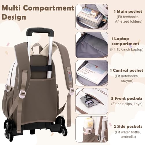 Image of PALAY School Backpack with Wheels for Boys and Girls,Children's Backpacks Primary School Bags with Wheels Backpack for Girls Lightweight