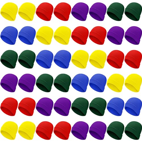 Handepo 50 Pcs Kids Knit Beanie Hat Bulk Windproof Unisex Cozy Children Warm Acrylic Cap for Winter Cold Weather