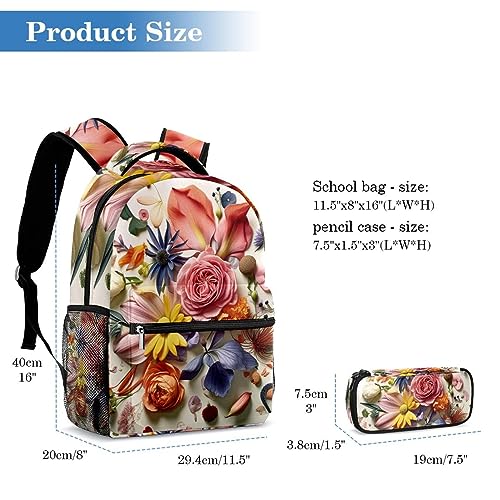 Ensemble sac à dos fleurs roses multicolore avec trousse assortie - 2