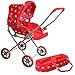 The New York Doll Collection Heart Printed Doll Bassinet Stroller with Travel Carry Bag for 18 Inch Doll, A149