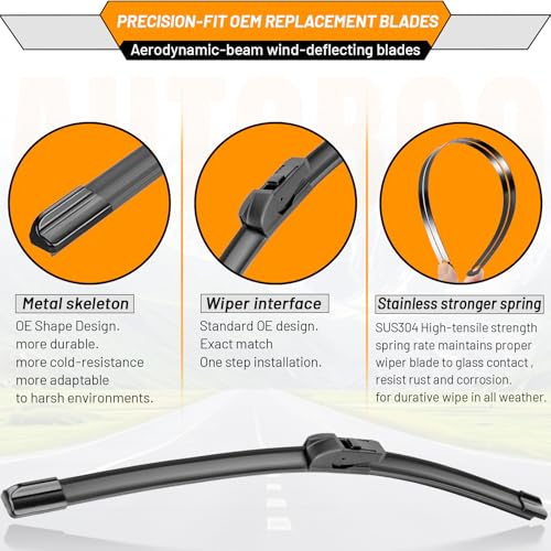 Image of AUTOBOO Windshield Wiper Blade Replacement for Chevy Trax 2024-2026 | Fits Chevrolet Trax 2024-2026, 26 inch+16 inch, 2-pack, OEM quality, all-season performance, easy install