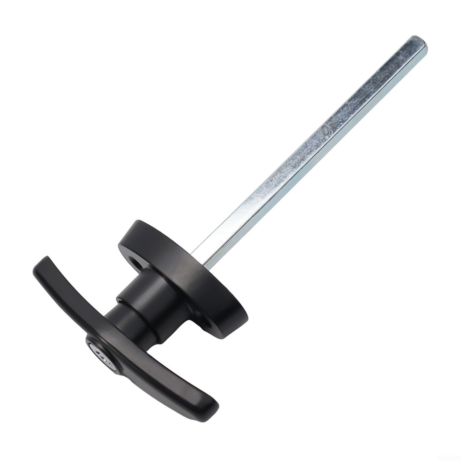 Set di serrature con maniglia a T per porta di capannone, fienile o edificio esterno, struttura in lega di zinco verniciata a polvere nera e ferro con stelo da 14 cm, include maniglia a D interna,