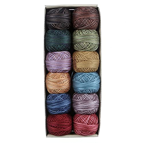 Image of Valdani Pearl Cotton Sz 12 | Scrap Basket Collection | 12 Balls 109 Yds | 12-Ball Collection, Hand-Dyed Egyptian Cotton, Colorfast, Size 12 (100m /109 yds, 10g ball), Non-Divisible