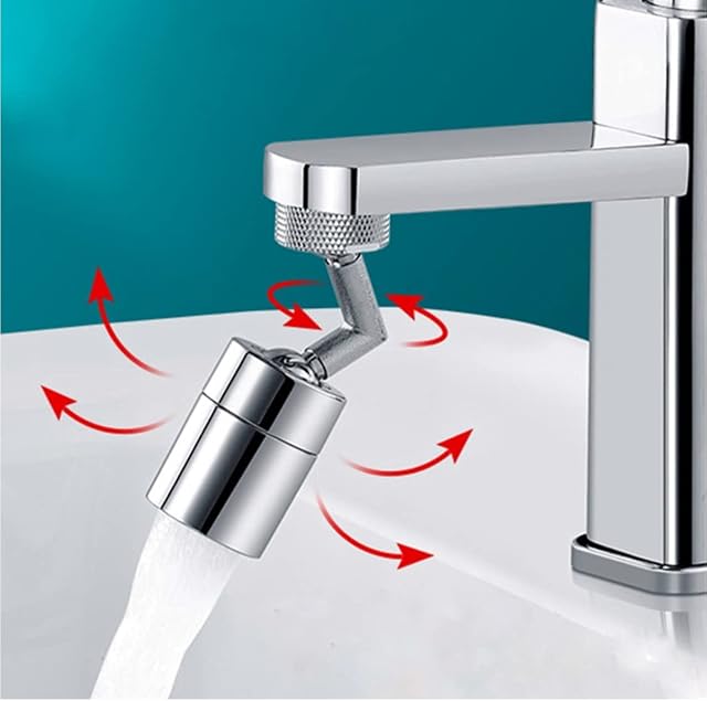 ZOTTI 720° Rotatable Extender Swivel Faucet - M24 x M22 | End Sprayer Head | Brass Diverter for Kitchen Sink or Bathroom | Oxygen Enriched Foam | Anti-Splash & Anti Rust | Chrome | Basin Replacement