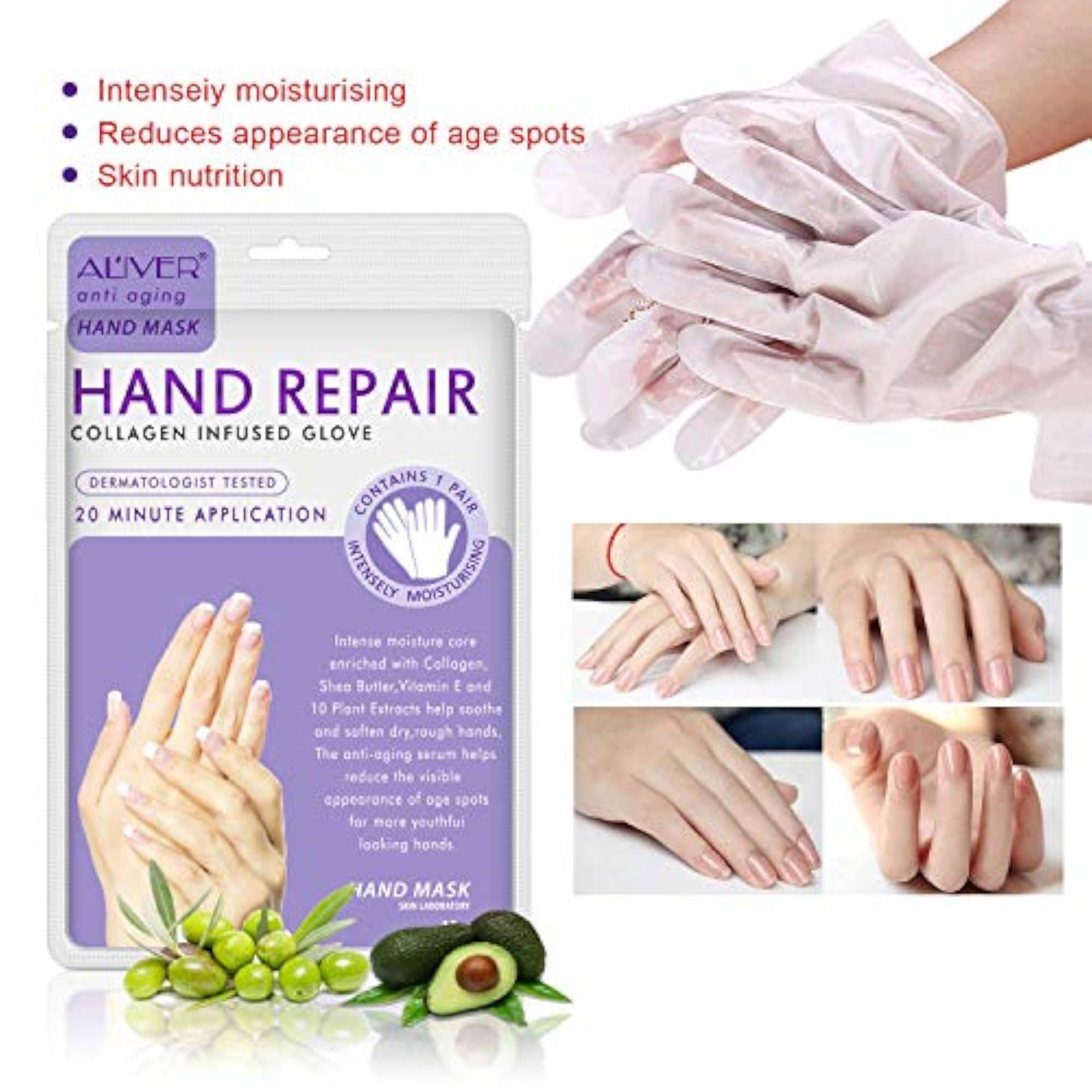 Hand Mask, 3 Pairs Moisturizing Gloves for Dry Skin