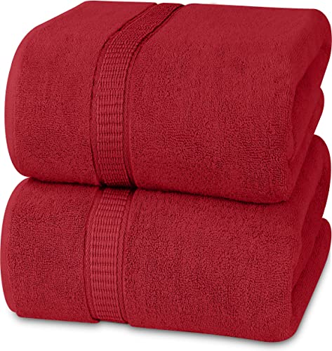 Image of Utopia Towels Jumbo Bath Sheets, 2 Pack, 35x70 in, 600 GSM Cotton, Red | Extra Large Ring Spun Cotton Bath Sheets - Soft, Plush, Quick-Drying, Highly Absorbent, Great for Everyday Use