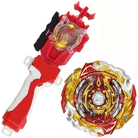 Battling Sparking String Launcher, World Spriggan Top Burst Launcher Set, Left and Right Spin String Launcher Grip Compatible with All Bey Burst Series - Red Cover