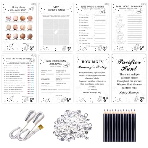OLOUTAB Baby Shower Games Set, 8 Games with 50 Cards Each