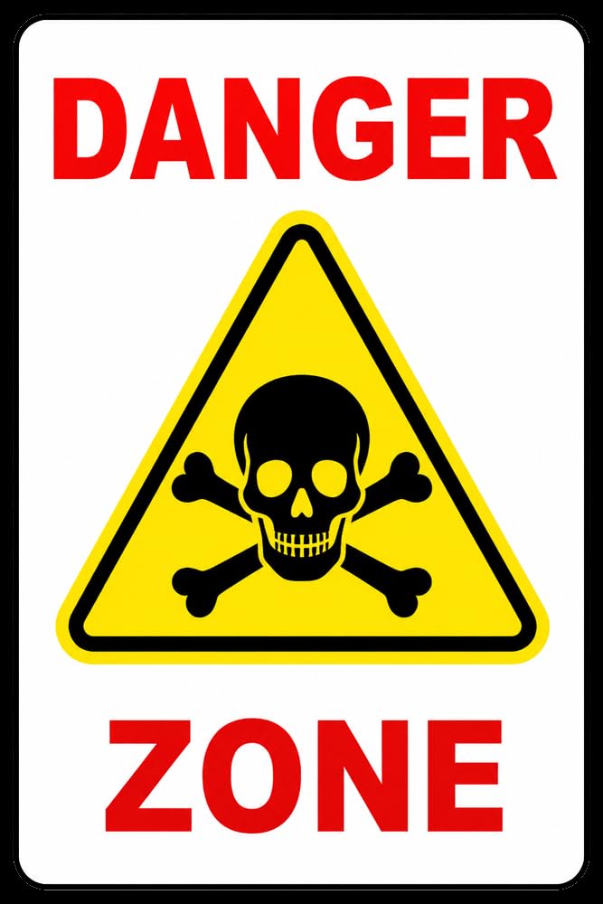 VAAIMAI Danger Zone Sign Board | Yellow | 8×12 Inch | Pack of 1