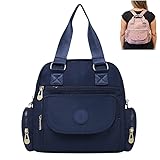 Mochila Bolsa Feminina Casual, Ajustável, Resistente à Água, para Escola, Trabalho e Passeio (Azul Marinho)