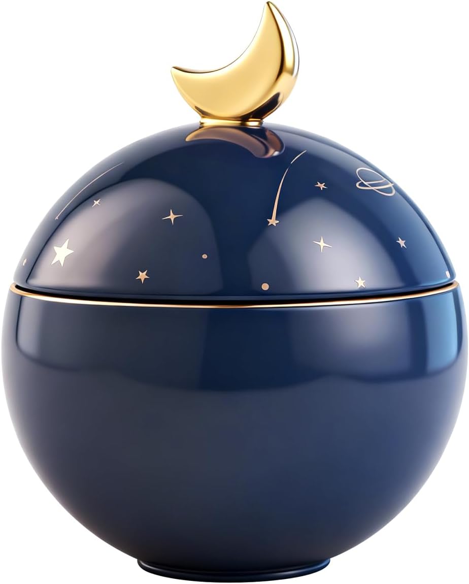 Pet Urn for Dogs and Cats,Ceramic Dog Urn, Large Dog Urn for Ashes, Memorial Cremation Urn for Ashes, Waterproof Ceramic Urn with Starry Sky & Moon Design, 22–25 oz, Suitable for Pets up to 40 lb