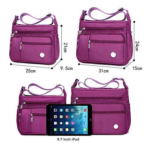 KEEPOP Crossbody Bag for Women Multi Pocket Waterproof Lightweight Nylon Purse Shoulder Bag Blue L - Image 4