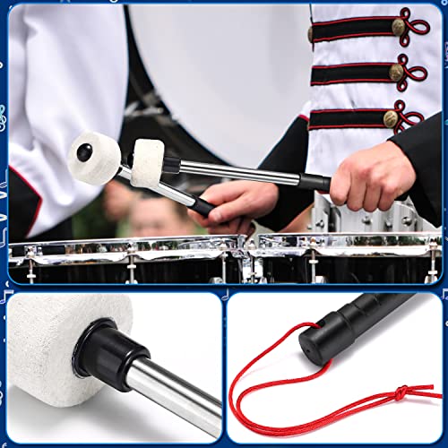 Facmogu 2Pcs Felt Bass Drum Mallets, Beige White Felt Mallets Sticks With Stainless Steel Handle, Wool Felt Head Instrument Percussion Accessory For Marching Band Bass Drum #TOP5