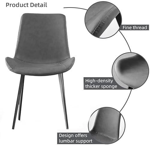Hipihom Dining Chairs Set Of 4,Modern Kitchen Dining Room Chairs,Upholstered Dining Accent Side Chairs In Faux Leather Cushion Seat And Sturdy Metal Legs,Grey #TOP4