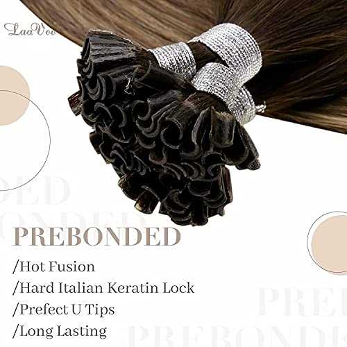 LaaVoo Brown Hair Extensions U Tip Real Human Hair - Image 3