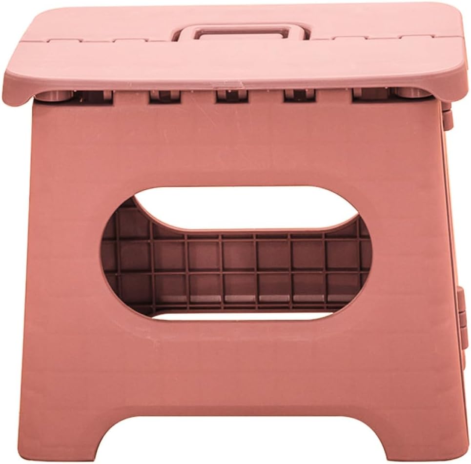 Small Portable Folding Stool Pink, Pure Color Foldable Taboret for Home Bathroom Use, Lightweight Compact Foldable Stool and Adults