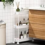SPACEKEEPER Slim Rolling Storage Cart, 3 Tier Bathroom Storage Organizer Laundry Room Utility Cart Mobile Shelving Unit, Multi-Purpose for Kitchen Office Bathroom Laundry Narrow Places, White - Image 5