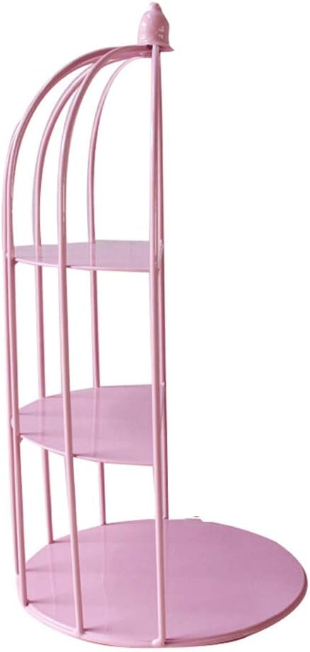 YJS Family Living Room Iron Cake Bird Cage Shelf Snack Dessert Multi-Layer Display Shelf (Color : Pink)