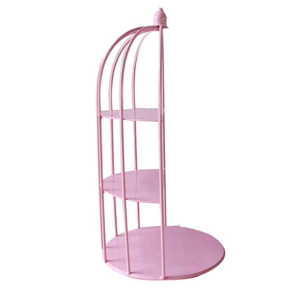 YJS Family Living Room Iron Cake Bird Cage Shelf Snack Dessert Multi-Layer Display Shelf (Color : Pink)