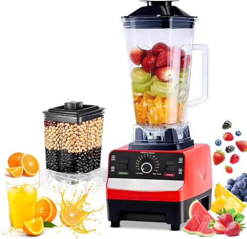 Batidora Profesional, Batidora de Vaso de 2000W, Profesional Licuadora de 2L 2 en 1, 4 Cuchillas de Acero Inoxidable, 6 Velocidades, Función de Limpieza Automática para Zumos, Batidos y Smoothies.