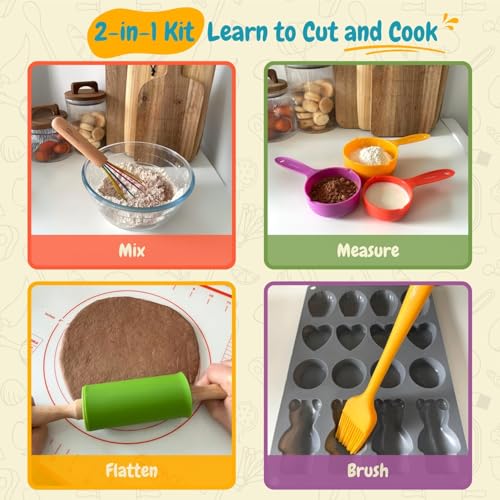 Jimadreams Montessori Kids Baking Set with Safe Knives - Real Cooking Utensils & Toddler Knife Set for Chopping - Kids Cooking Set, Mini Chef Tools, Kitchen Kit for Boys & Girls - Gift Age 3+ - Image 5