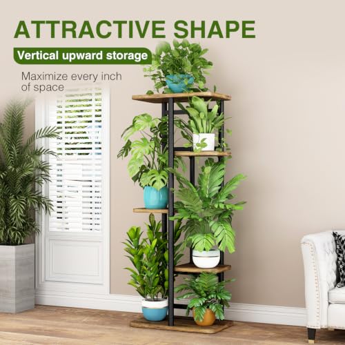 Image of LINZINAR Plant Stand Indoor 5 Tier Metal Corner Tall Flower Shelf