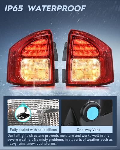 Image of Nilight Taillight Assembly Compatible with 2011 2012 2013 Jeep Compass | Tail Light OE Style Rear Lamp Replacement Driver and Passenger Side w /Bulbs