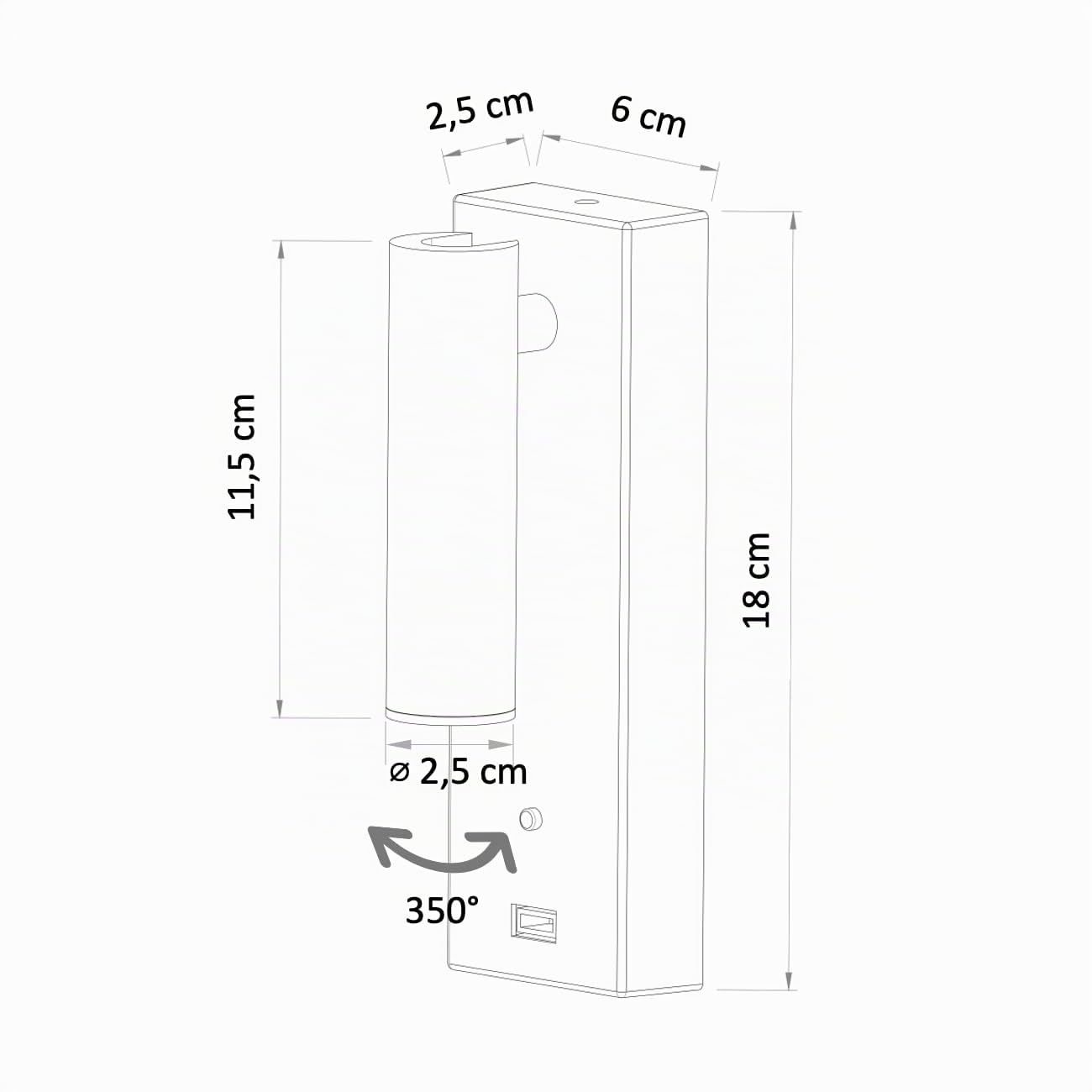 KOSILUM - Applique LED liseuse noire avec port USB dimmable - Tofino - Lumière Blanc Chaud Eclairage Salon Chambre Cuisine Couloir - - 210 lm - LED intégrée - IP20