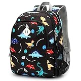 STEAMEDBUN Toddler Backpack for Boys 2-4: Kids Backpack for Boys - Preschool Kindergarten Backpack - Small Backpack for Kids 3-8 Black Dinosaur Backpack