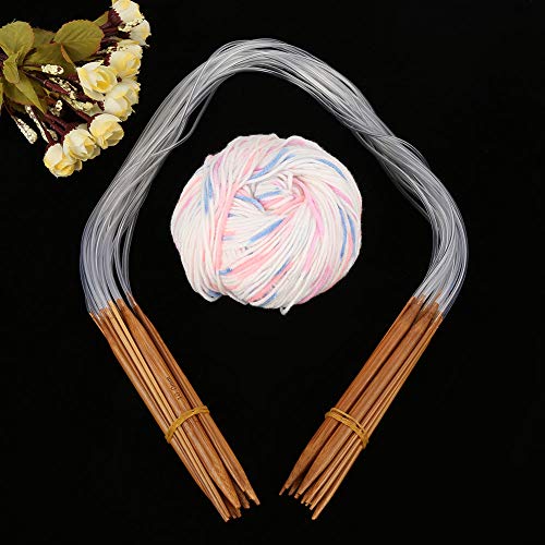Kit 18 Aiguilles Circulaires Tricot Bois Colorées – 80 Cm, Tailles 2 à 10 Mm + Règle & Sac De Rangement