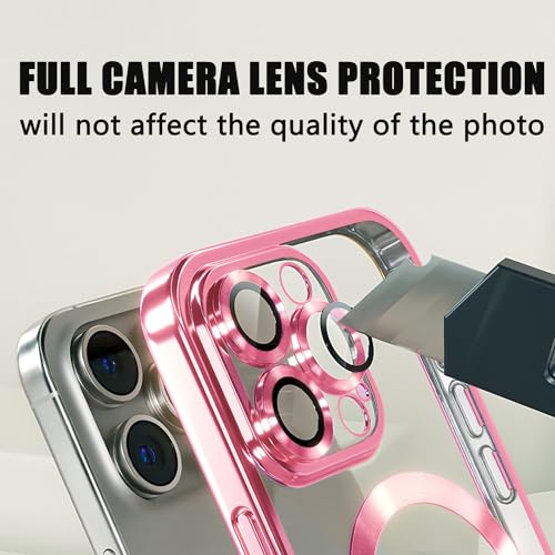 Image of Misscase for iPhone 16 Pro Max Magnetic Glitter Case Compatible with MagSafe,Camera Lens Protector Full Protection Elegant Anti-Scratch Dust-Proof Net Case Cover for iPhone 16 Pro Max Pink