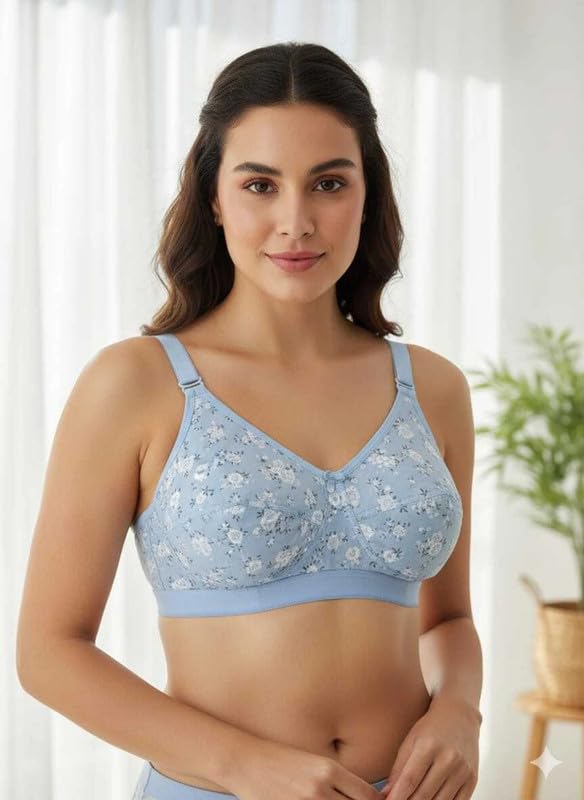 Image of Women's Polycotton Full Coverage Non-Padded C Cup Bra | Soft, Comfortable Everyday Wear | Multicolor (Pack of 3)
