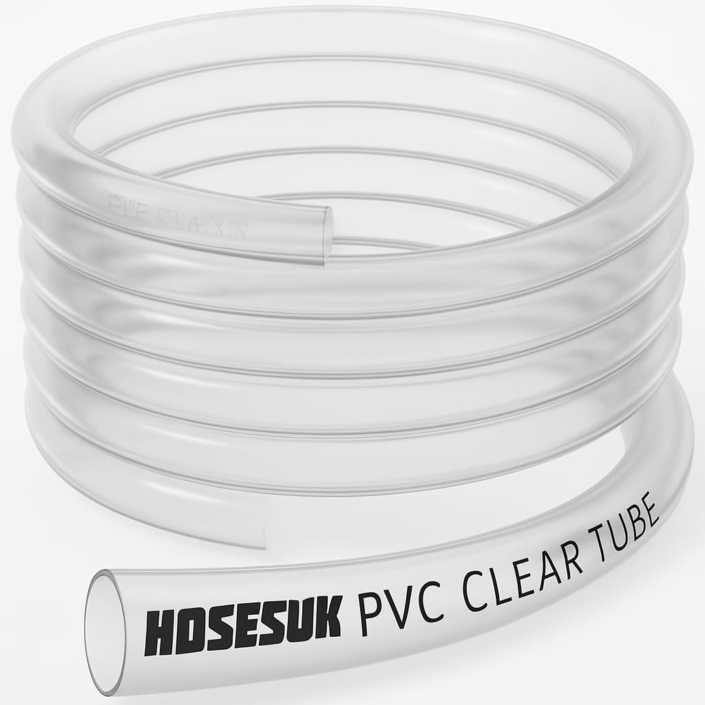 6mm x 8mm Clear PVC Tubing Flexible Pipe 30 Metre (98.43 Ft) Length
