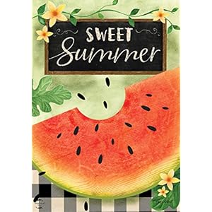 Briarwood Lane Sweet Summer Watermelon Primitive House Flag Checkered 28" x 40" Briarwood Lane Sweet Summer Watermelon Primitive House Flag Checkered 28 x 40