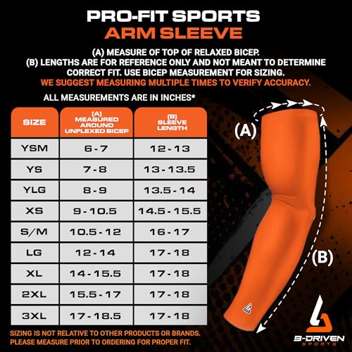 Image of B-Driven Sports Pro-Fit Compression Arm Sleeves - 1-Pair, 30+ Designs, Adult /Youth Sizes, for Athletic and General Purpose Use.