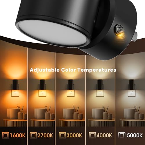Image of L LOHAS LED Night Light, Dimmable Plug in Night Light with 5 Color Temperatures, 330 Rotating, Dusk to Dawn Sensor, LED Nightlight for Kids, Adults, Hallway, Bedroom, Bathroom, 4 Pack