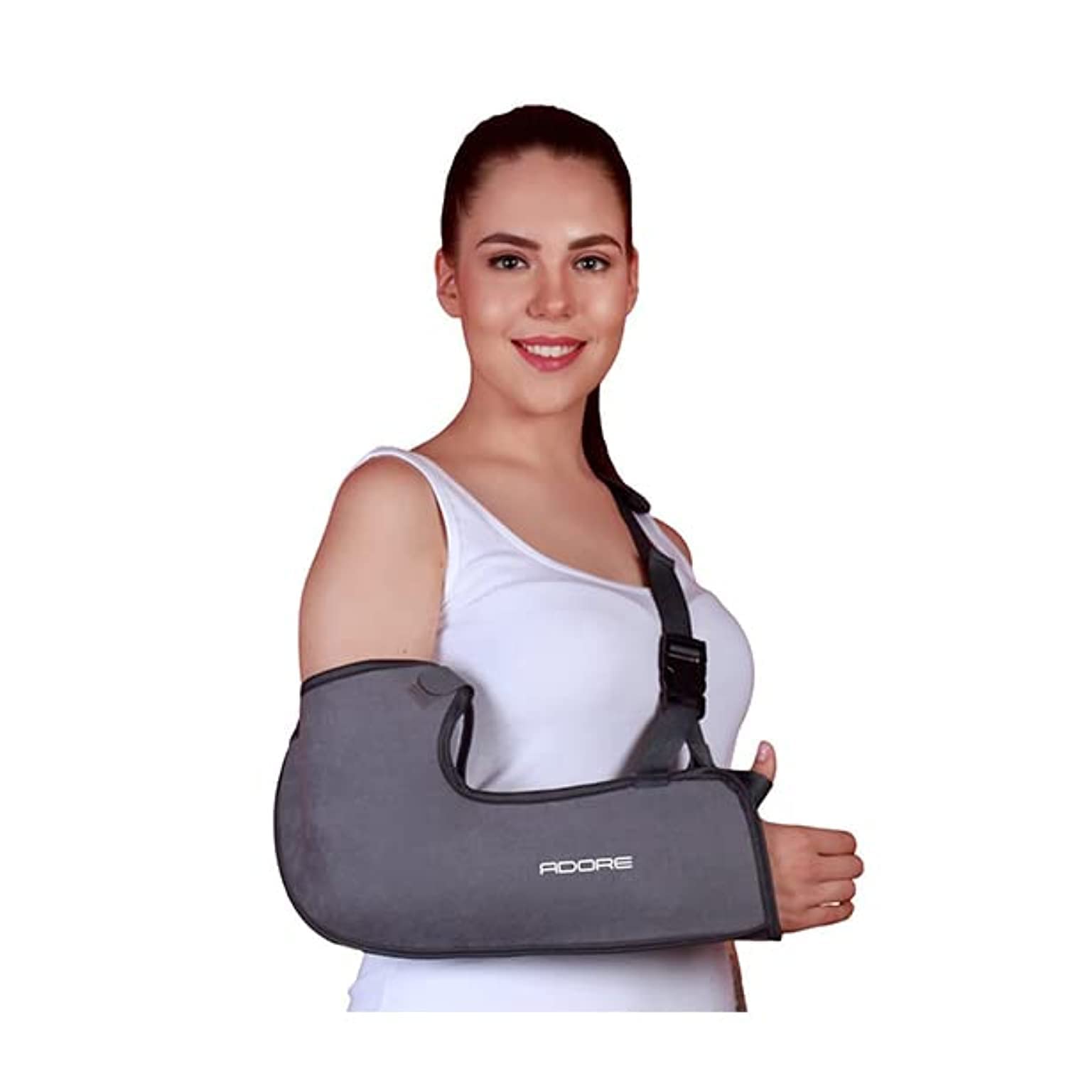 Adore Pouch Arm Sling Tropical, Arm Sling Immobilizer, Cuff Support Brace Adjustable Medical Sling for Broken & Fractured Bones, Dislocation, Sprains, Strains & Tears | Grey | Medium
