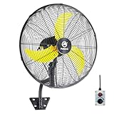 FUGOO 24'' Outdoor Oscillating Wall Fan With All Sealed Brushless DC Motor, 4-Speed Waterproof Outdoor Fan, Heavy Duty Industrial Wall Mount Fans for House,Patios, Commercial, Garage, Warehouse