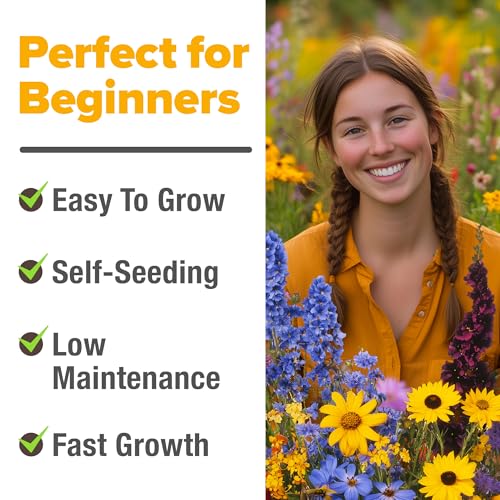 Image of HOME GROWN Midwest Wildflower Seeds Bulk Mix | 32,500+ Open Pollinated Perennial & Annual Flower Seed for Planting | 15 Varieties for Attracting Bees & Butterflies | 2 oz