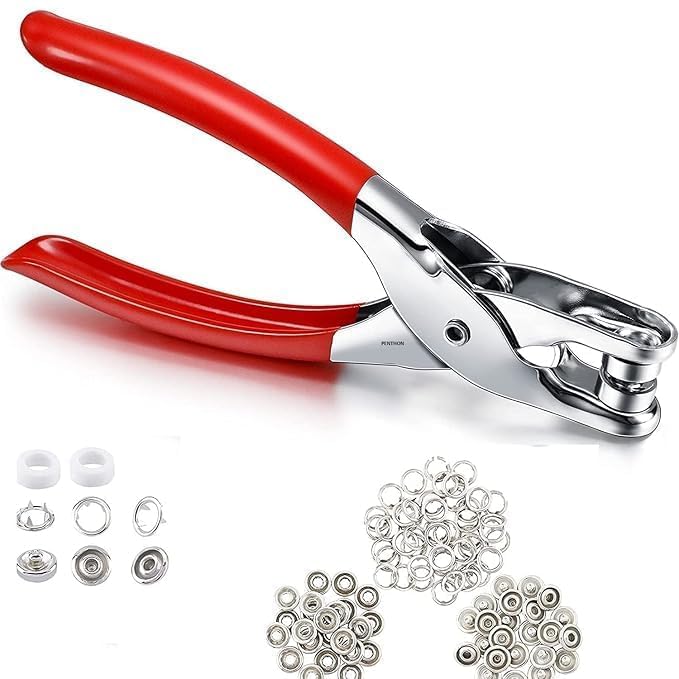 Pmw - Grommet Setiing Tool Kit - 3/4 Inch Grommet Eyelet Hole Punch Pliers with 100 Grommets Metal Eyelets in Silver - For Leather, Shoes, Fabric, Belts,Workbooks,Apparel-image-11