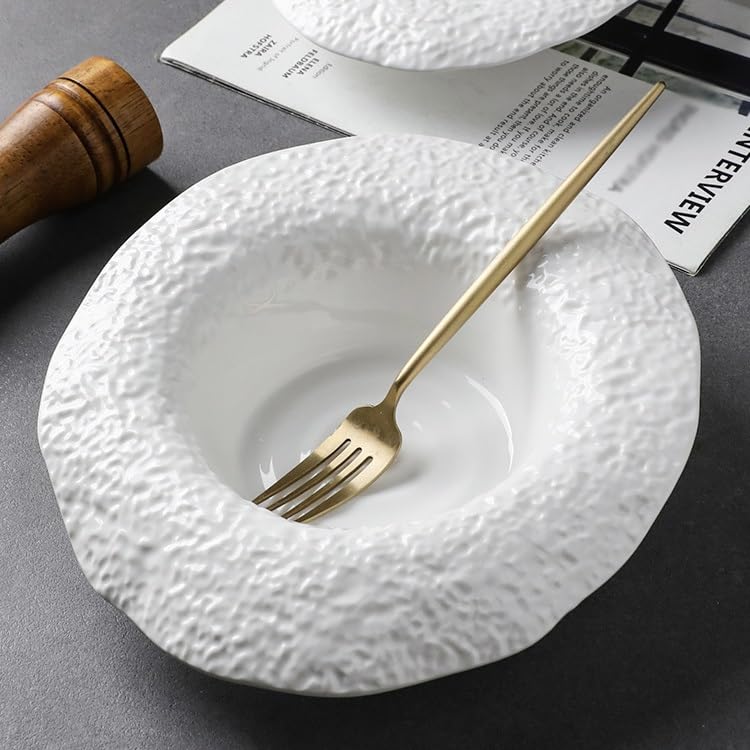 TEESONG Talerz obiadowy, talerze, 20 cm, ceramiczna salaterka, specjalny kształt, kreatywny, głębokie danie, warzywa, zachodnia restauracja makaron, serwis kuchenny zastawa stołowa talerz obiadowy do