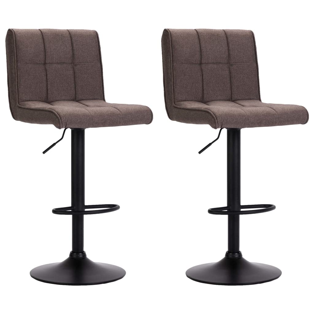 Tabourets de bar en tissu taupe haut de gamme avec piétement chromé lumineux lot de 2