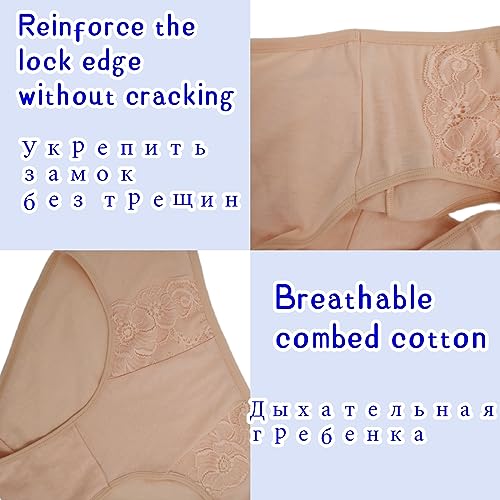 Calcinhas femininas plus size de algodão sexy de renda pacote com 6 unidades, 4, GG Plus Size