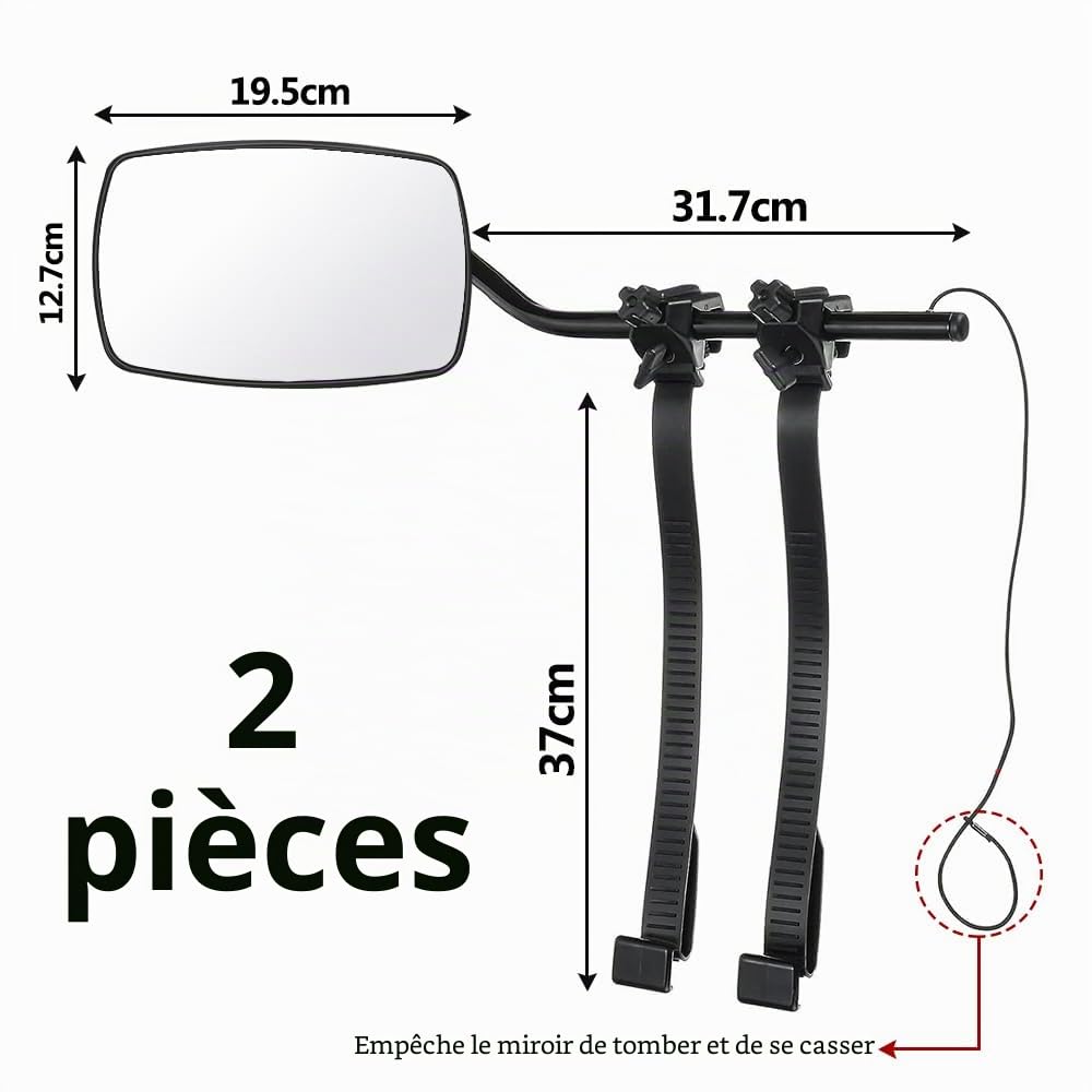 Lot de 2 Retroviseur Caravane, Voiture Rétroviseurs Extérieurs, Extensions de rétroviseurs extérieurs, Rétroviseur Universel pour Voiture, Caravane, Miroir Caravane